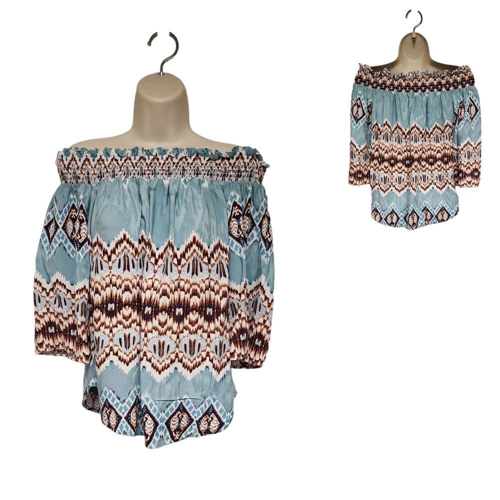 Karen Kane Tie Dye Cold Shoulder 3/4 Sleeve Flowry Blouse Size M